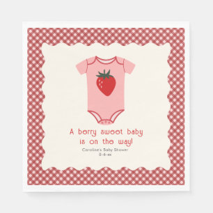 Berry Sweet Strawberry Bodysuit Baby Shower Napkins