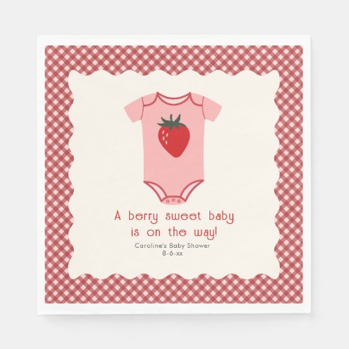 Berry Sweet Strawberry Bodysuit Baby Shower Napkins