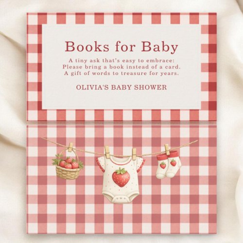 Berry Sweet Strawberry Books For Baby Shower Enclosure Card