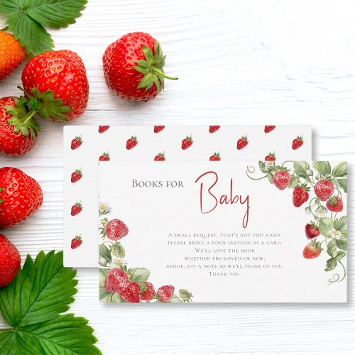 Berry Sweet Strawberry Books for Baby Shower Enclosure Card