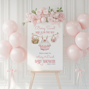Berry Sweet Strawberry Bow Modern Baby Girl Shower Foam Board