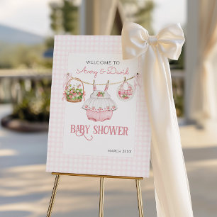 Berry Sweet Strawberry Bow Modern Baby Girl Shower Foam Board