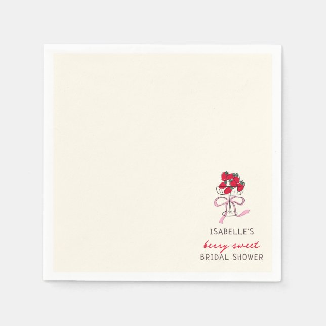 Berry Sweet Strawberry Bridal Shower  Napkins (Front)