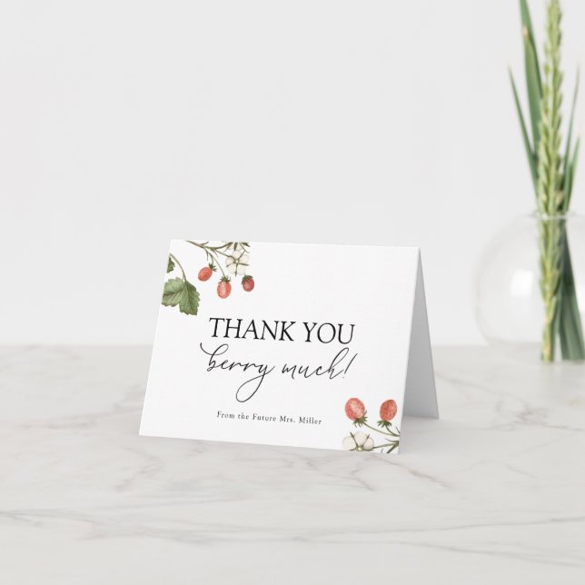 Berry Sweet Strawberry Bridal Shower Thank You  (Front)