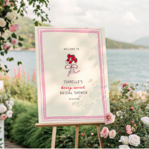 Berry Sweet Strawberry Bridal Shower Welcome Foam Board
