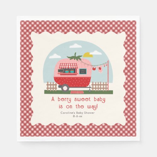 Berry Sweet Strawberry Camper Baby Shower Napkins