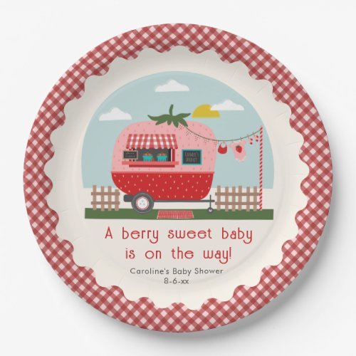 Berry Sweet Strawberry Camper Baby Shower Paper Plates