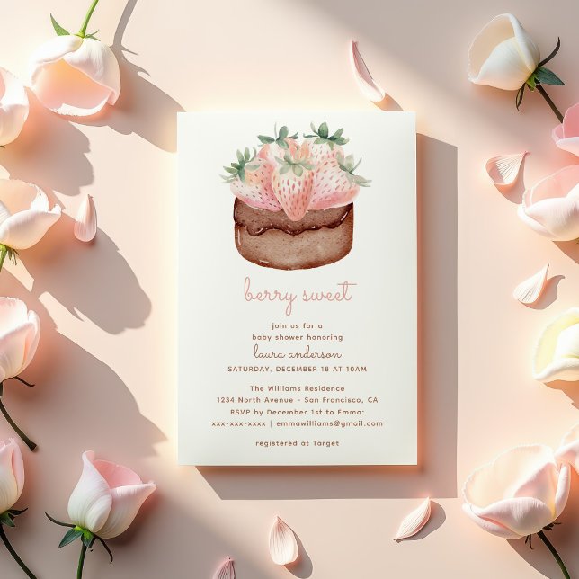 Berry Sweet Strawberry Cupcake Baby Shower Invitation (Creator Uploaded)