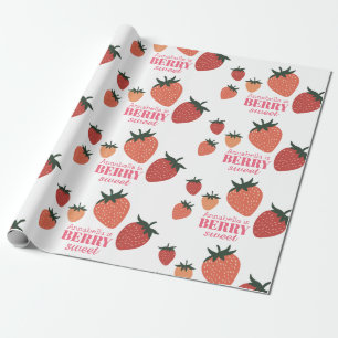 Berry Sweet Strawberry Custom Name Wrapping Paper