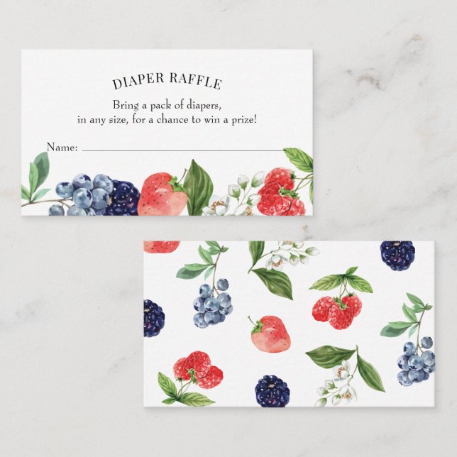 Berry Sweet Strawberry Diaper Raffle Insert Card (Front/Back)