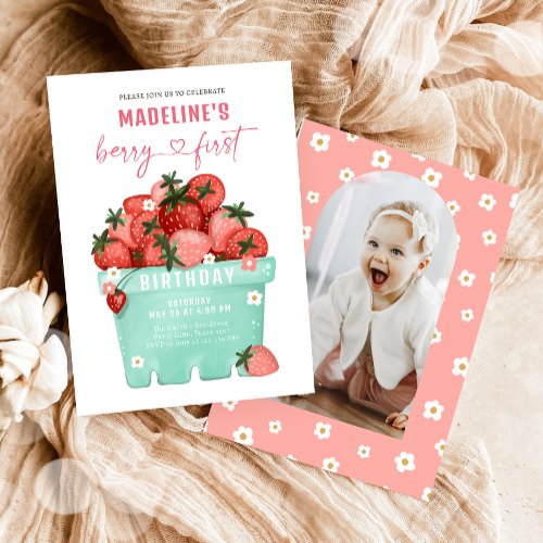 Berry Sweet Strawberry Farmers Market Birthday Invitation