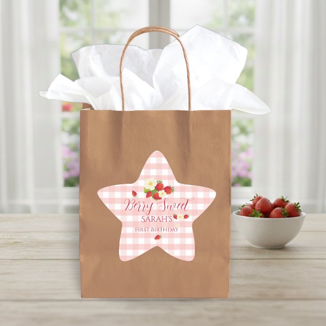 Berry Sweet Strawberry Favor Gift 1st Birthday  Star Sticker (Berry Sweet Strawberry Favor Gift 1st Birthday Star Sticker)