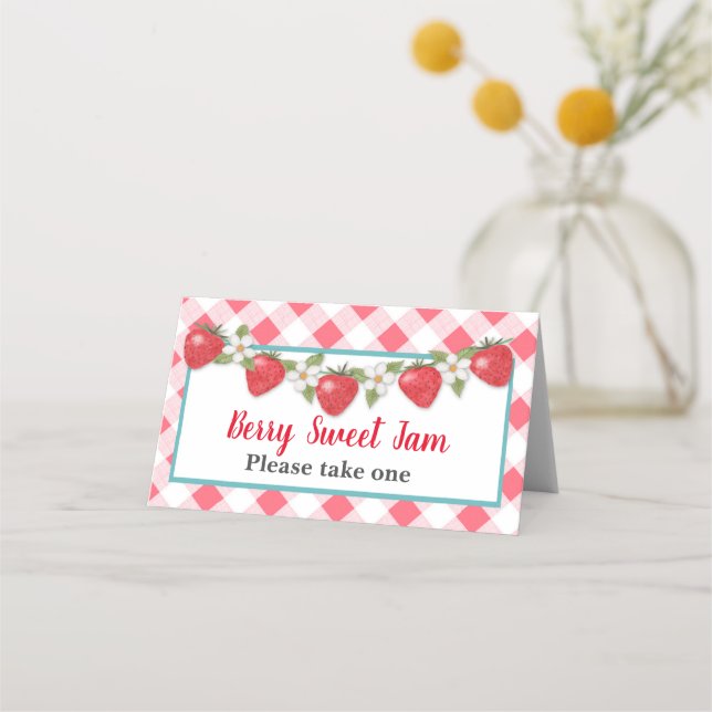 Berry Sweet Strawberry Food Tent Card (Front)