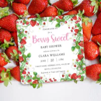 Strawberry baby shower berry sweet budget invite, Zazzle