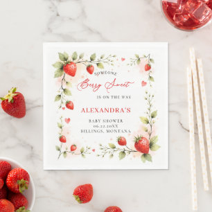 Berry Sweet Strawberry Garden Summer Baby Shower Napkins