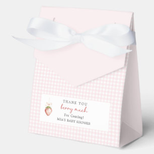 Berry Sweet Strawberry Gingham Baby Shower Favor Boxes