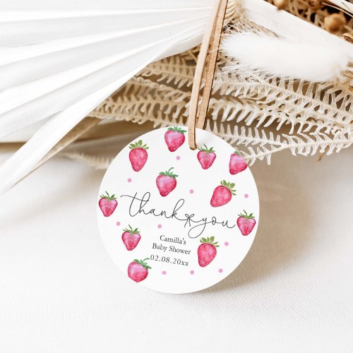 Berry Sweet Strawberry Girl Baby Shower Favor Tags