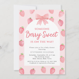 Berry Sweet Strawberry Girl Baby Shower  Invitation
