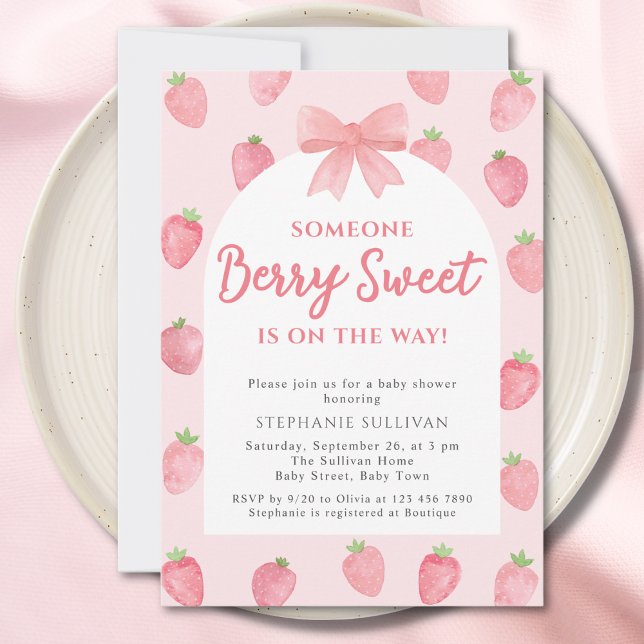 Berry Sweet Strawberry Girl Baby Shower  Invitation (Creator Uploaded)
