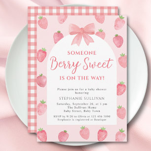 Berry Sweet Strawberry Girl Baby Shower  Invitation