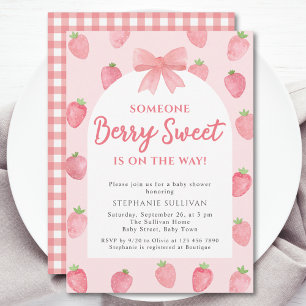 Berry Sweet Strawberry Girl Baby Shower Invitation