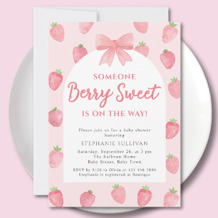 Berry Sweet Strawberry Girl Baby Shower Invitation
