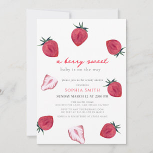 Berry Sweet Strawberry Girl Baby Shower Invitation