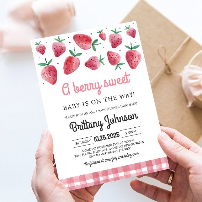 Berry Sweet Strawberry Girl Baby Shower Invite (Creator Uploaded)