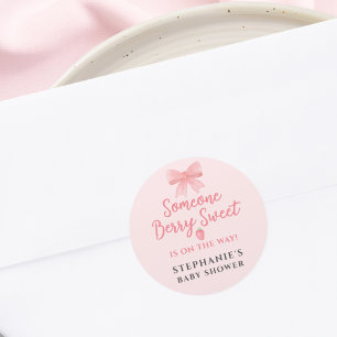 Berry Sweet Strawberry Girl's Baby Shower  Classic Round Sticker