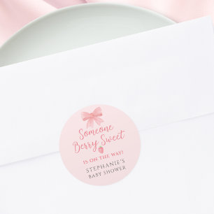 Berry Sweet Strawberry Girl's Baby Shower  Classic Round Sticker