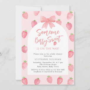 Berry Sweet Strawberry Girl's Baby Shower Invitation