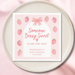 Berry Sweet Strawberry Girl's Baby Shower Napkins