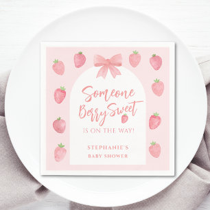 Berry Sweet Strawberry Girl's Baby Shower Napkins