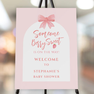 Berry Sweet Strawberry Girl's Baby Shower Welcome Foam Board
