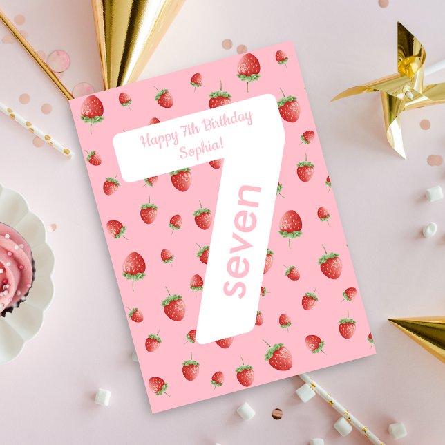 Berry Sweet Strawberry Happy Birthday Card (Creator Uploaded)