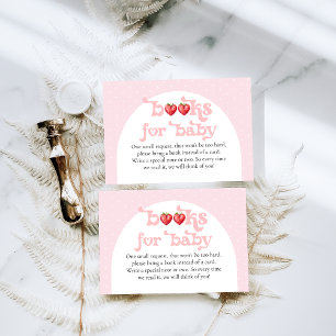Berry Sweet Strawberry Heart Girl Baby Shower   Enclosure Card