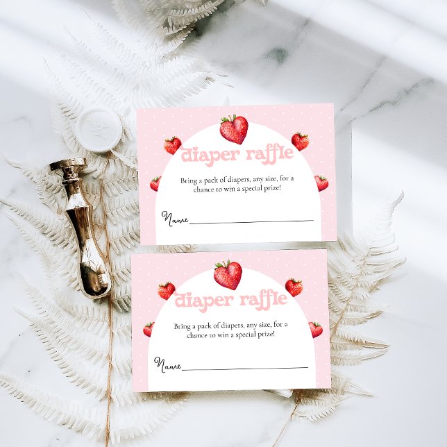 Berry Sweet Strawberry Heart Girl Baby Shower   Enclosure Card (Creator Uploaded)