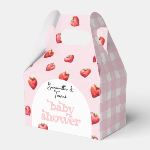 Berry Sweet Strawberry Heart Girl Baby Shower   Favor Boxes