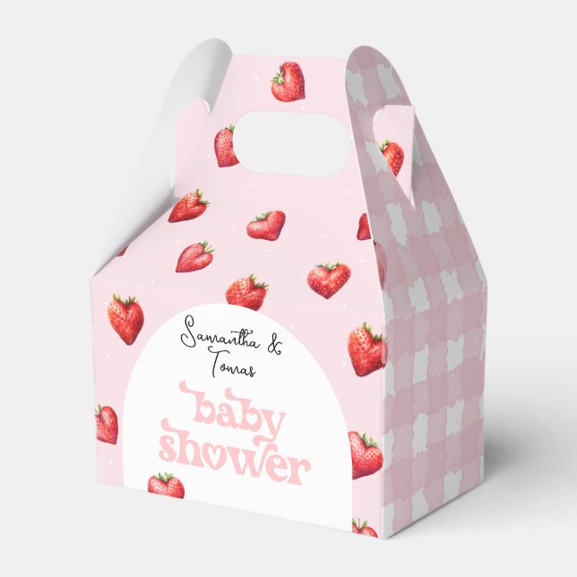 Berry Sweet Strawberry Heart Girl Baby Shower   Favor Boxes (Front Side)