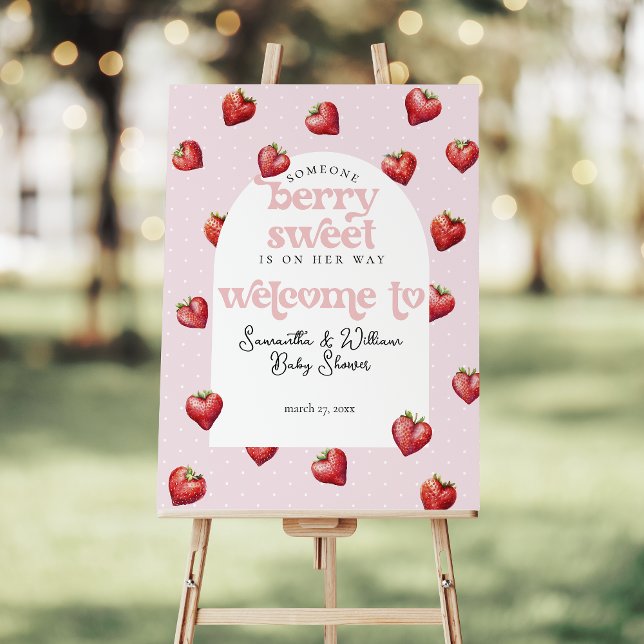 Berry Sweet Strawberry Heart Girl Baby Shower   Foam Board (Creator Uploaded)