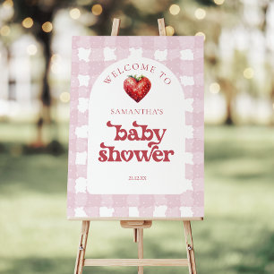 Berry Sweet Strawberry Heart Girl Baby Shower Foam Board