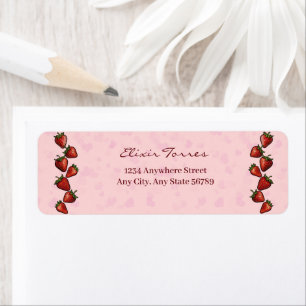 Berry Sweet Strawberry Hearts Baby Shower Label