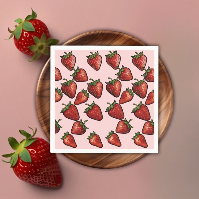Berry Sweet Strawberry Hearts Baby Shower Napkins (Creator Uploaded)