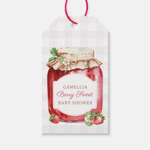 Berry Sweet Strawberry Jam Baby Shower  Gift Tags