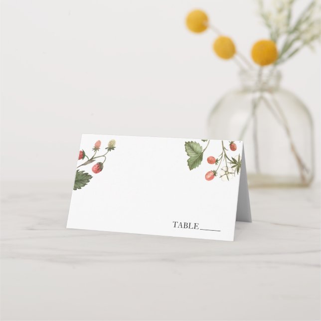 Berry Sweet Strawberry Name Place Cards (Front)