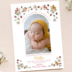 Berry Sweet Strawberry Nickname Baby Photo Birth Announcement