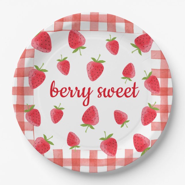 Berry Sweet Strawberry Party Napkin Paper Plates (Front)