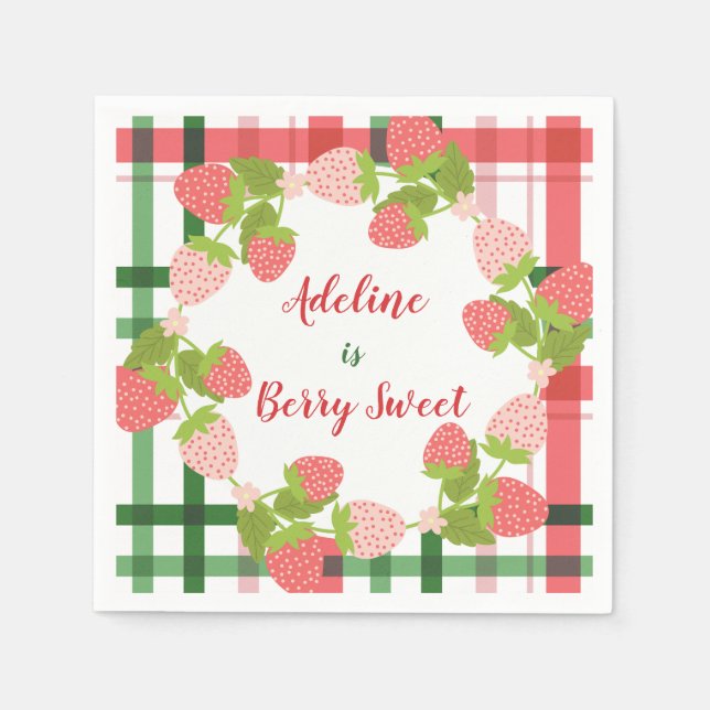 Berry Sweet Strawberry Party Napkins (Front)