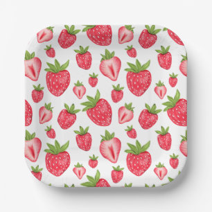 Berry Sweet Strawberry Patten Cute Birthday Paper Plates
