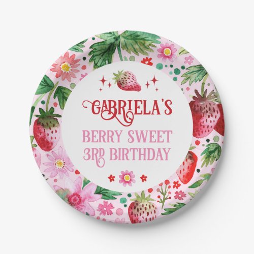 Berry Sweet Strawberry Picnic Birthday Party Paper Plates